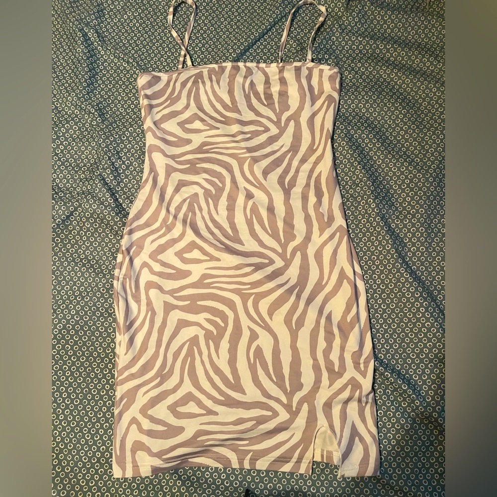 shein zebra print slip on dress